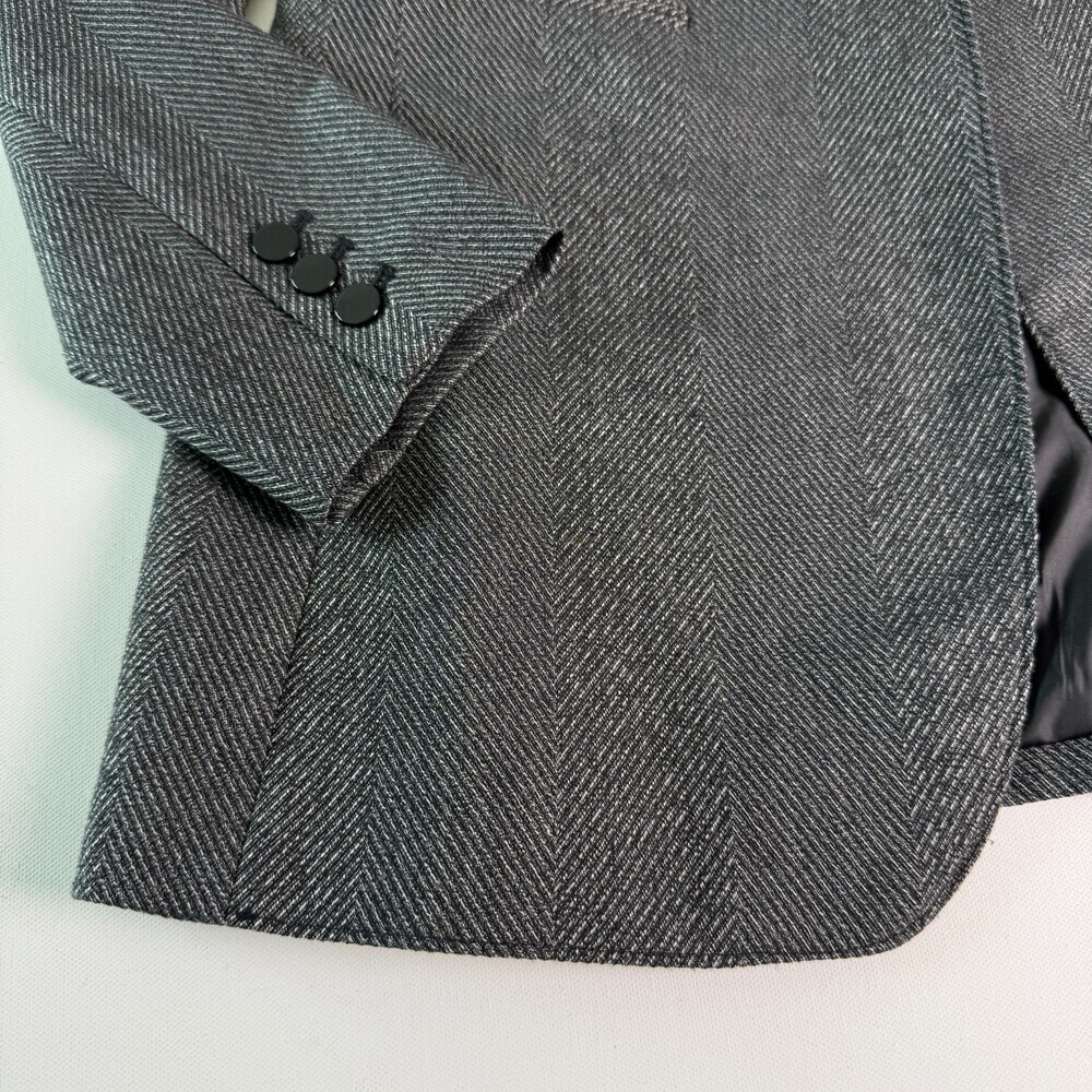 Calvin Klein Women's Herringbone Blazer, Sz 6, Gray Single Button Notched Lapel - Picture 6 of 16